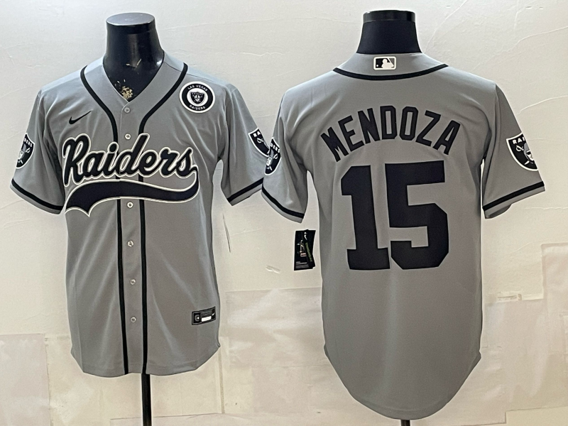 Men 2026 Oakland Raiders #15 Mendoza grey Nike Limited NFL Jersey 05190011